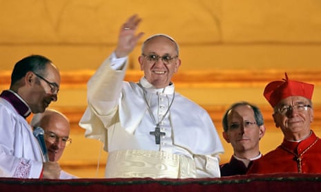 Pope Francis on the balcony of St Peter’s Basilica in March 2013.