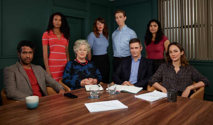 Prasanna Puwanarajah, Fola Evans-Akingbola, Maggie Steed, Rebecca Humphries, Harry Trevaldwyn, Jack Davenport, Hiftu Quasem and Virani Lydia Leonard in Ten Percent.