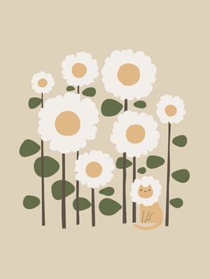 A cat disguised among daisies