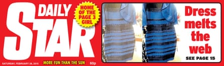 Daily Star front page 28 February 2015 featuring the dress