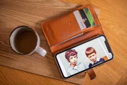 A photo on Brigitte Butcher’s phone of herself, aged six, left, and Kevin, aged four