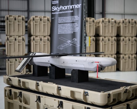 A Skyhammer interceptor missile is displayed before a visit by the defence secretary, Dan Jarvis, to Cambridge Aerospace last week.