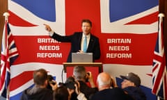 Leader Richard Tice at a Reform UK party press conference.