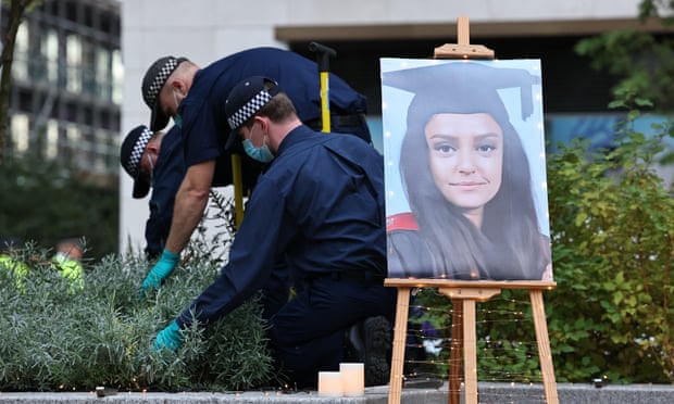 Police search  bushes in south-east London as part of the investigation into the death of Sabina Nessa