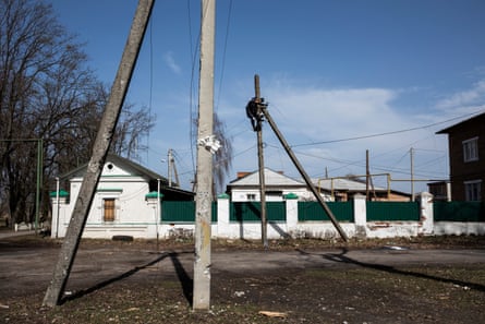 Electricians work to restore power to Trostianets
