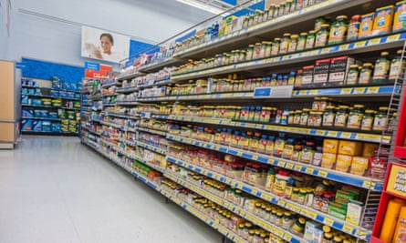 A vitamin and health supplement isle at Walmart