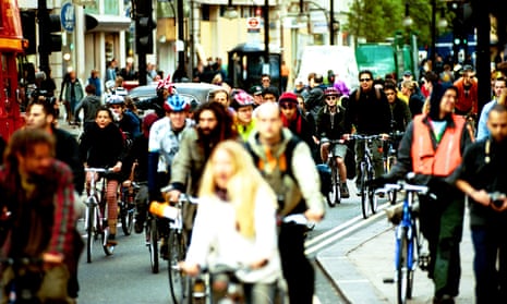 Critical Mass cyclists taking part in May Day 2002 protests in London.