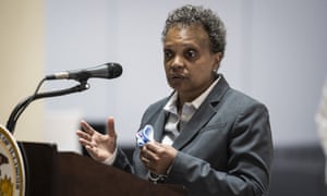 Covid: UK records 44,932 new cases and 145 deaths; US set to partly lift travel restrictions – as it happened 4 Mayor Lori Lightfoot speaks during a news conference in Chicago.