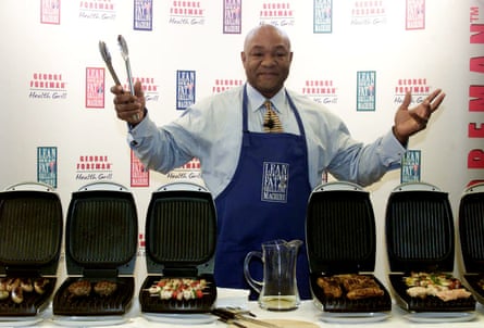 George Foreman at the launch of his Lean Mean Fat-Reducing Grilling Machine at the Design Museum in London, 2001.