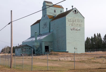 Prairie grain elevator turned interpretive centre sits abandoned in Andrew.