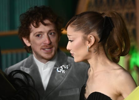 Ethan Slater with Grande at the New York premiere.