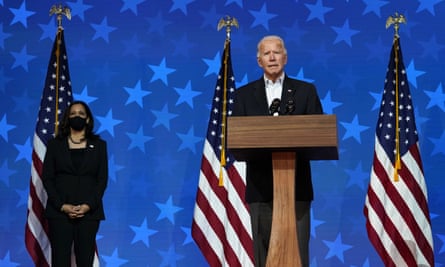 Joe Biden speaking in Wilmington, Delaware, on 5 November.