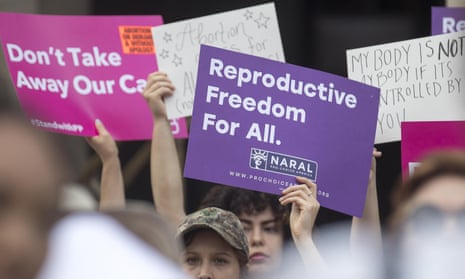 Protestors rally outside of the Georgia state capitol following the signing of HB 481, which bans abortions once a fetal heartbeat can be detected.