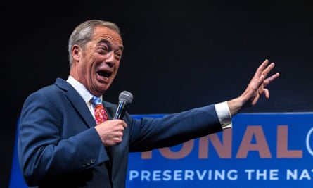 Nigel Farage at the National Conservatism conference, Brussels, 16 April 2024.