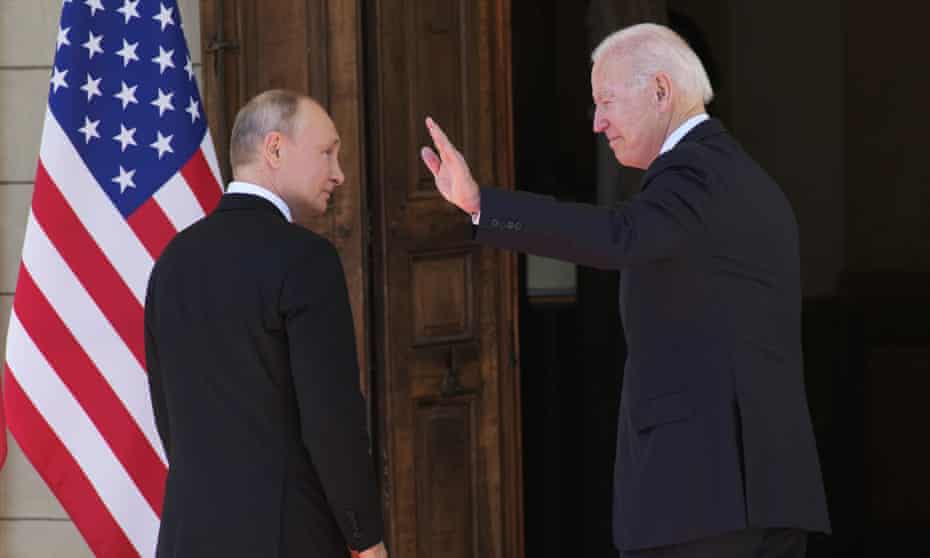 Vladimir Putin and Joe Biden in Geneva, Switzerland, in June. 