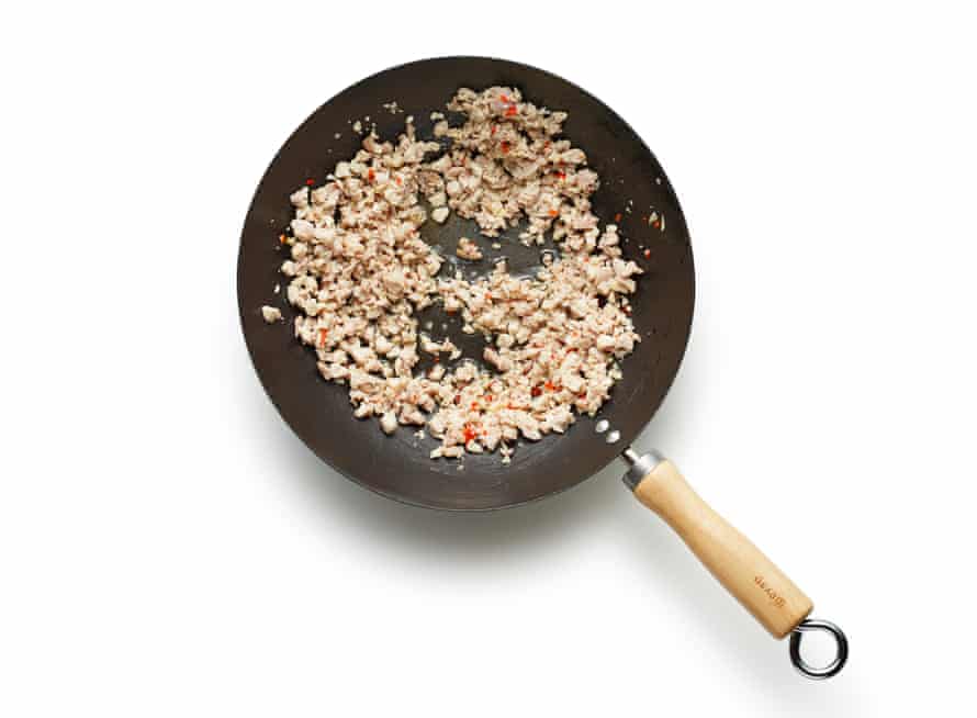 Felicity Cloake’s perfect pad kra pao, step 04: adding protein.
