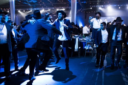 Chabad-Lubavitch rabbis at a banquet at the South Brooklyn Marine Terminal in Brooklyn, New York on 8 November 2015.