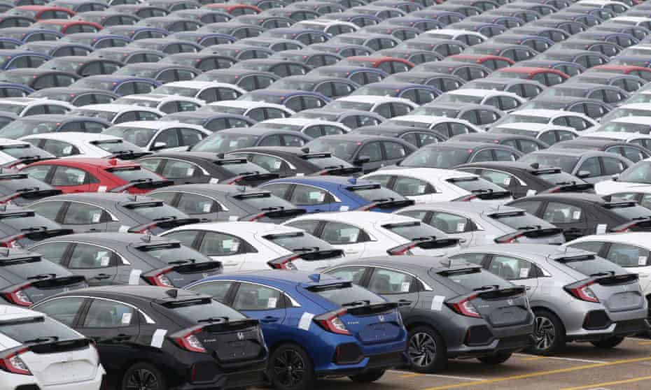 cars lined up at Southampton docks for export