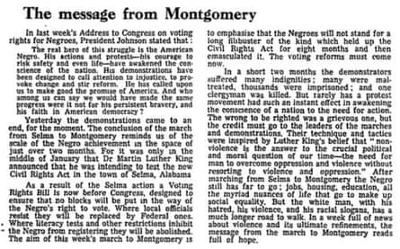 Selma to Montgomery Guardian editorial, 26 March 1965