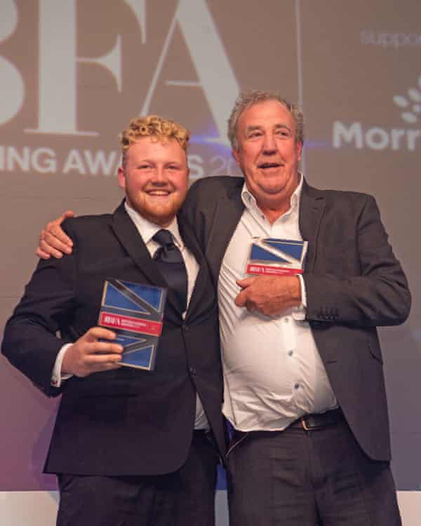 Flying the flag … with Kaleb Cooper at the British Farming Awards.