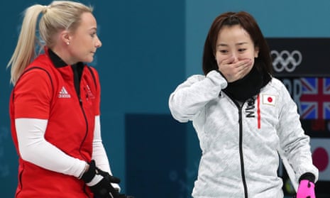 Skip Satsuki Fujiwasa of Japan, right, reacts next to Anna Sloan of Great Britain after winning the bronze.