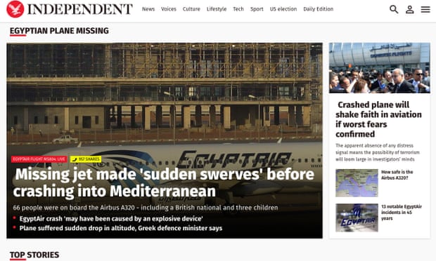 The Independent website: traffic rose by 12.4% across March and April