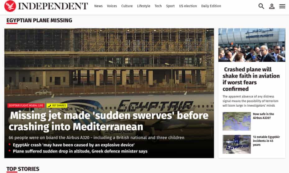 The Independent website: traffic rose by 12.4% across March and April