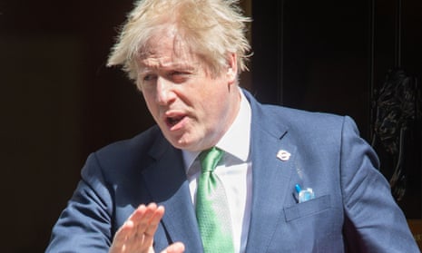 Boris Johnson leaving Downing Street on 18 May.