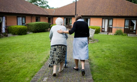 Resident and carer at a care home