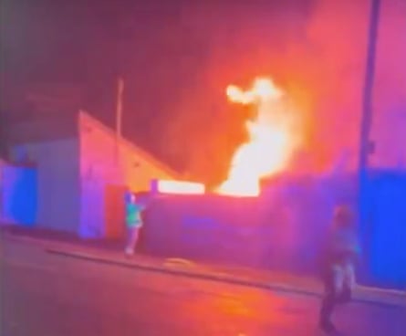 A screengrab of the blaze at Macclesfield’s ground.