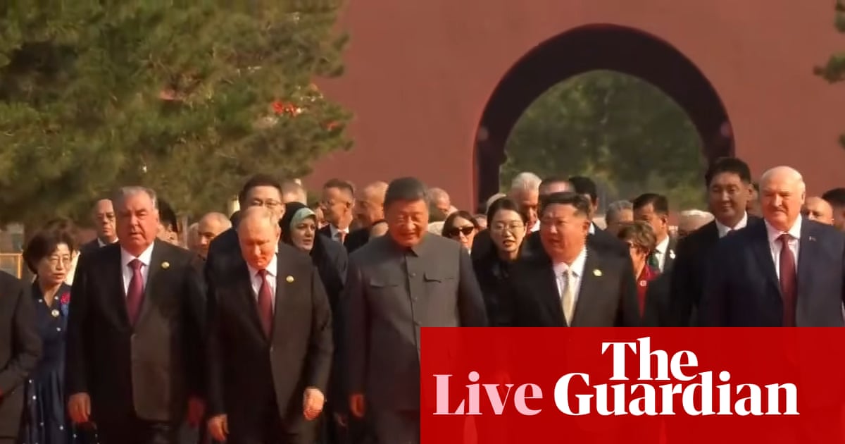 China's victory day parade live: Xi Jinping appears alongside Putin and Kim Jong-un