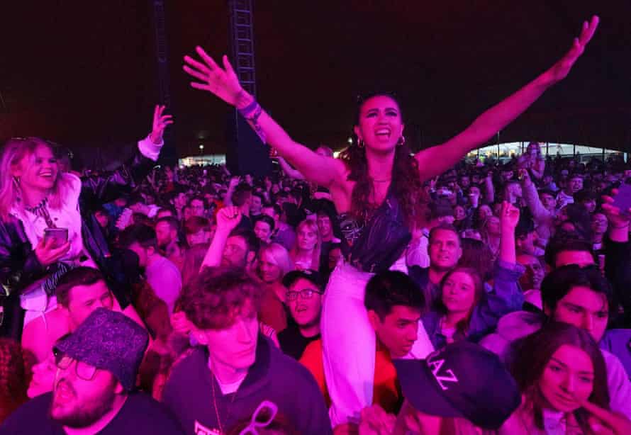 Festival goers did not have to wear face coverings or social distance.