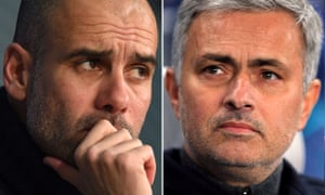 Pep Guardiola, left, and José Mourinho will both be managing in Manchester next season.