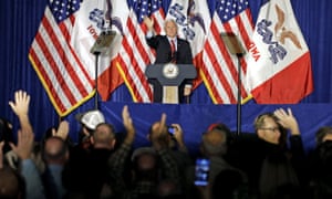 Mike Pence waves after speaking during an Evangelicals for Trump event in Sioux City, Iowa Thursday.