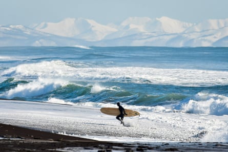 Winter surfing in Kamchatka.