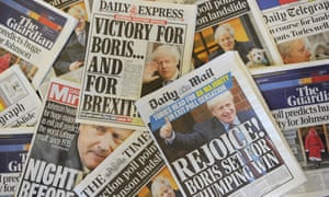 British newspaper report the Tory's landslide election win