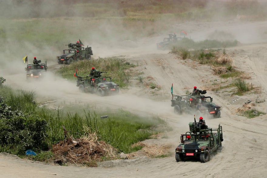 Taiwanese troops on exercise in New Taipei City on Wednesday.