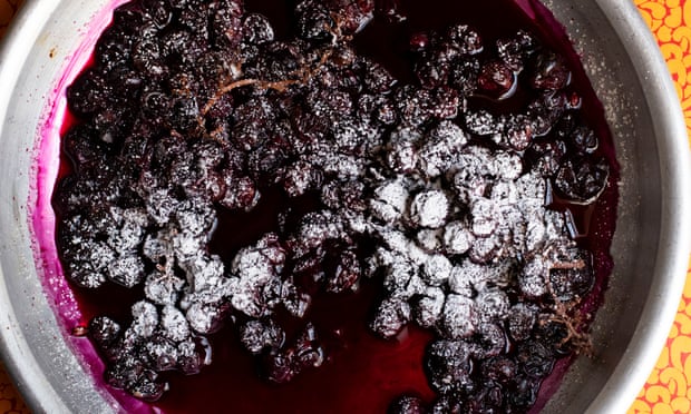 ‘I put a couple of bunches in the oven, sprinkled with sugar, then upended a small glass of brandy over them’: roast grapes.