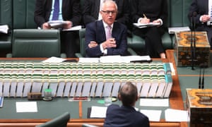Malcolm Turnbull talks to Bill Shorten during question time