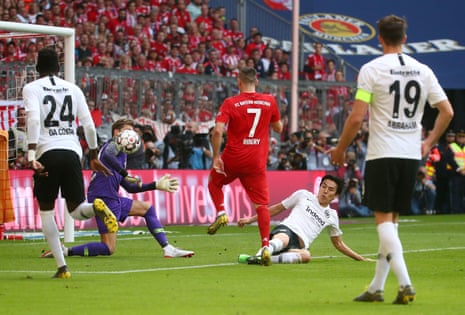 Bayern Munich’s Franck Ribery scores their fourth goal.