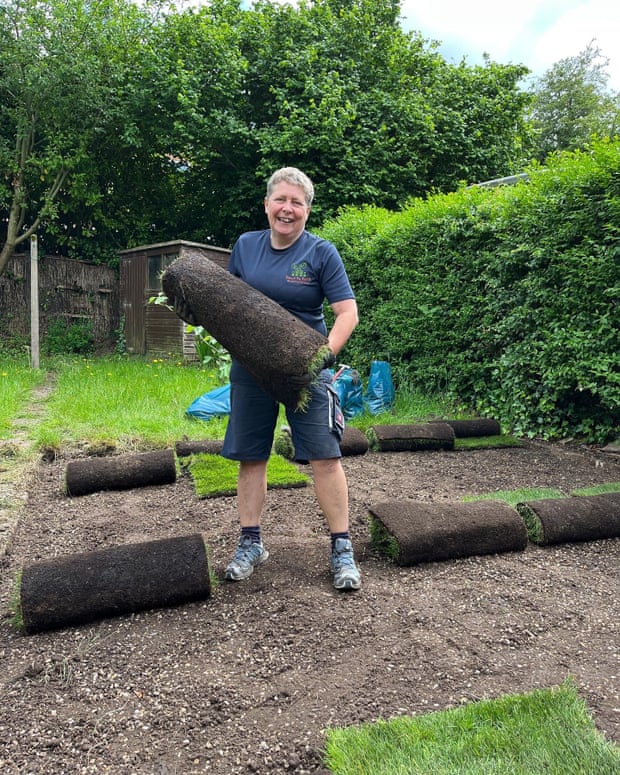 Sarah Robinson in her garden, which she rediscovered during three months of furlough.