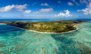 Aitutaki lagoon in Polynesia.