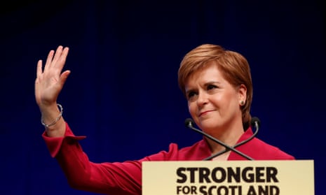 Nicola Sturgeon gestures during her speech at the SNP autumn conference in Aberdeen.