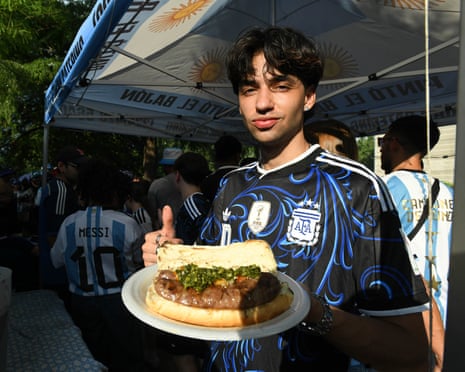 An Argentina fan with some food in Dallas.
