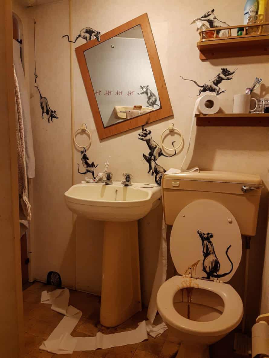 New Banksy art of a bathroom