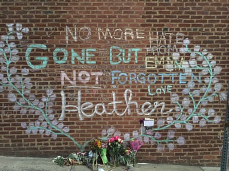 A memorial for Heather Heyer in Charlotesville, Virginia on 25 September 2017.