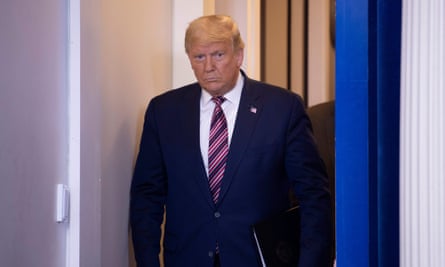 Donald Trump arrives to speak in the Brady briefing room at the White House, 5 November 2020.