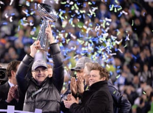 Paul Allen, who owned the Seattle Seahawks celebrates after their Super Bowl win in 2014.