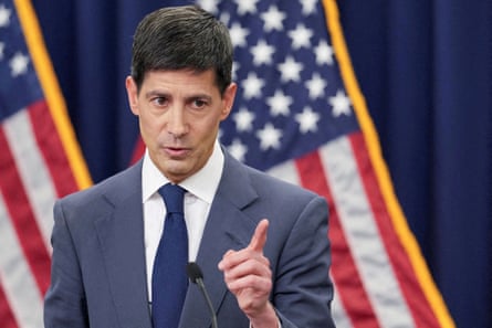 Kevin Warsh holds a press conference in Washington in June