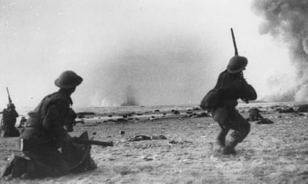 British soldiers fight a rearguard action during the evacuation at Dunkirk.
